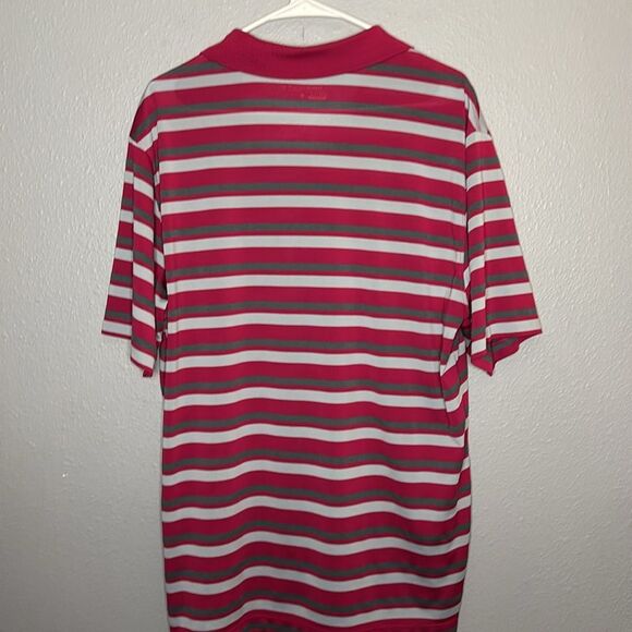 Nike Golf Fuchsia Gray Striped Polo Size Large - Picture 9 of 9